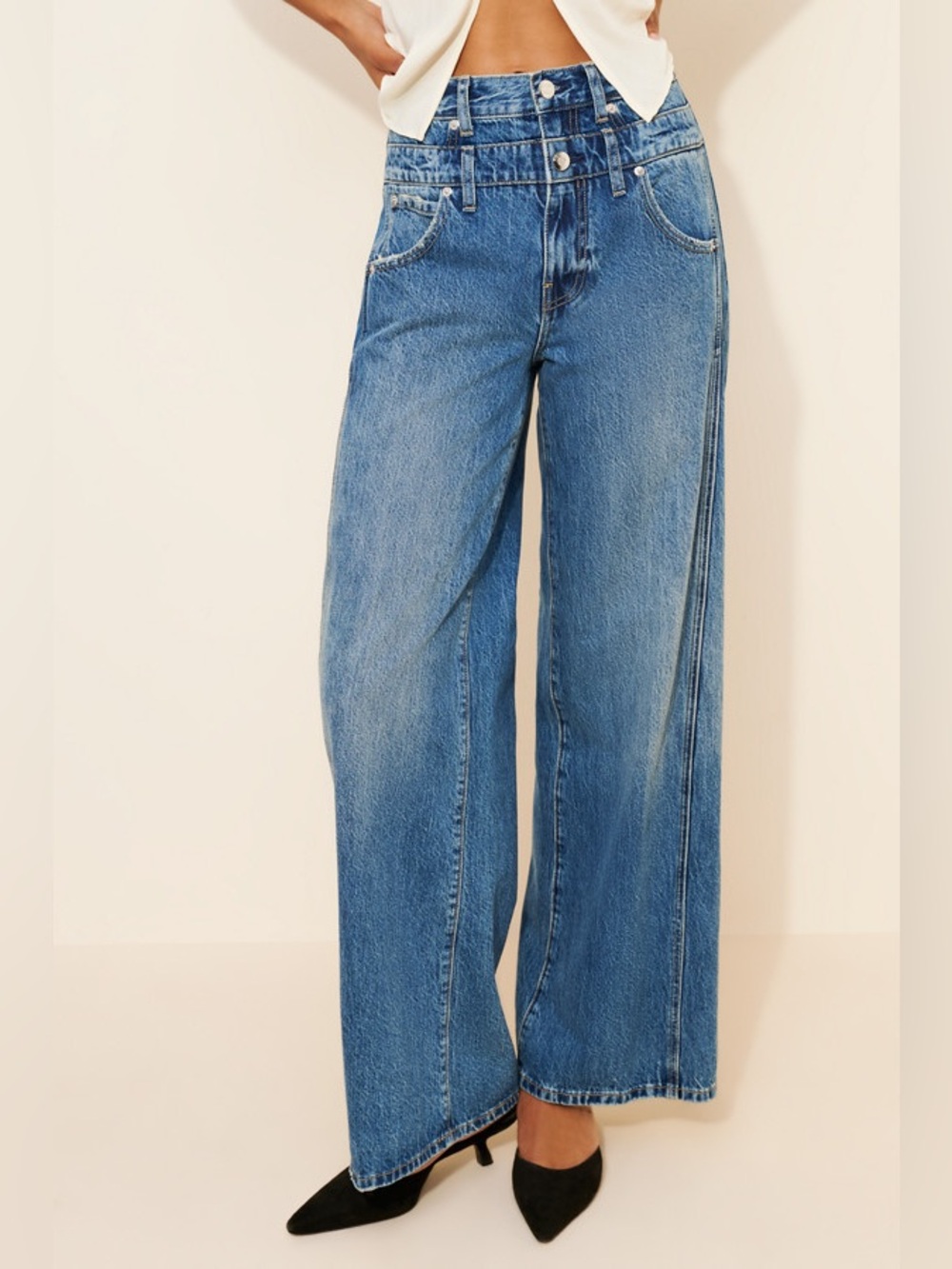 PISTOLA Caleb High Rise Stacked Jeans Blue Size 30